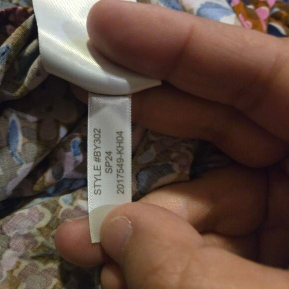 J.Crew Floral Tiered Midi Dress Size 10 Brown Pink Purple V-Neck - Picture 7 of 9